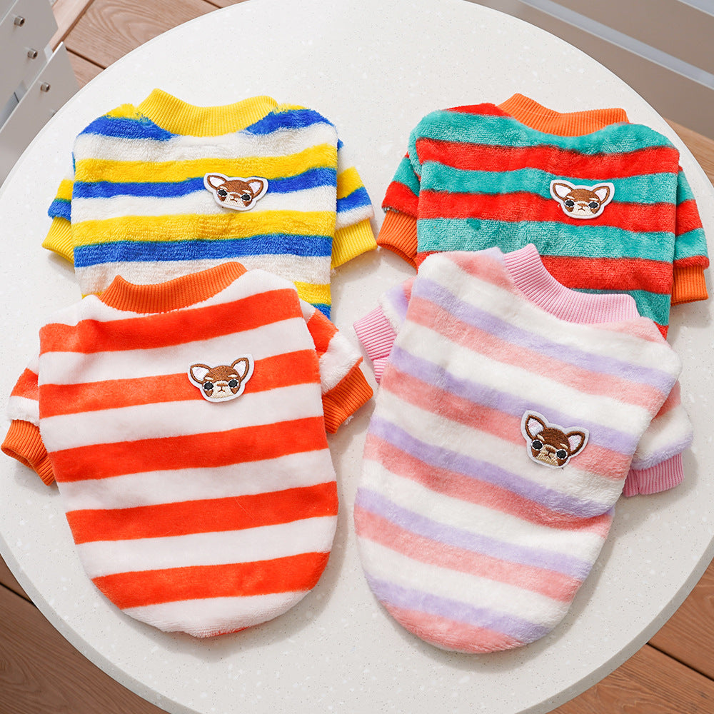 Embroidered Stripes Pet Clothes