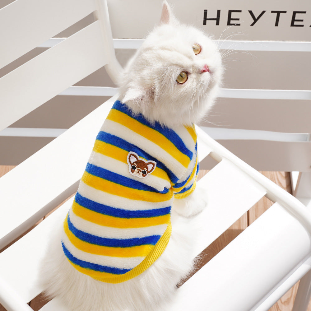 Embroidered Stripes Pet Clothes