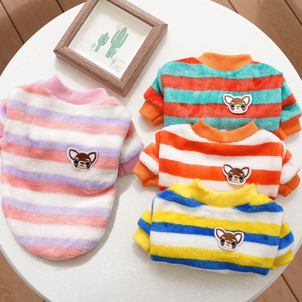 Embroidered Stripes Pet Clothes