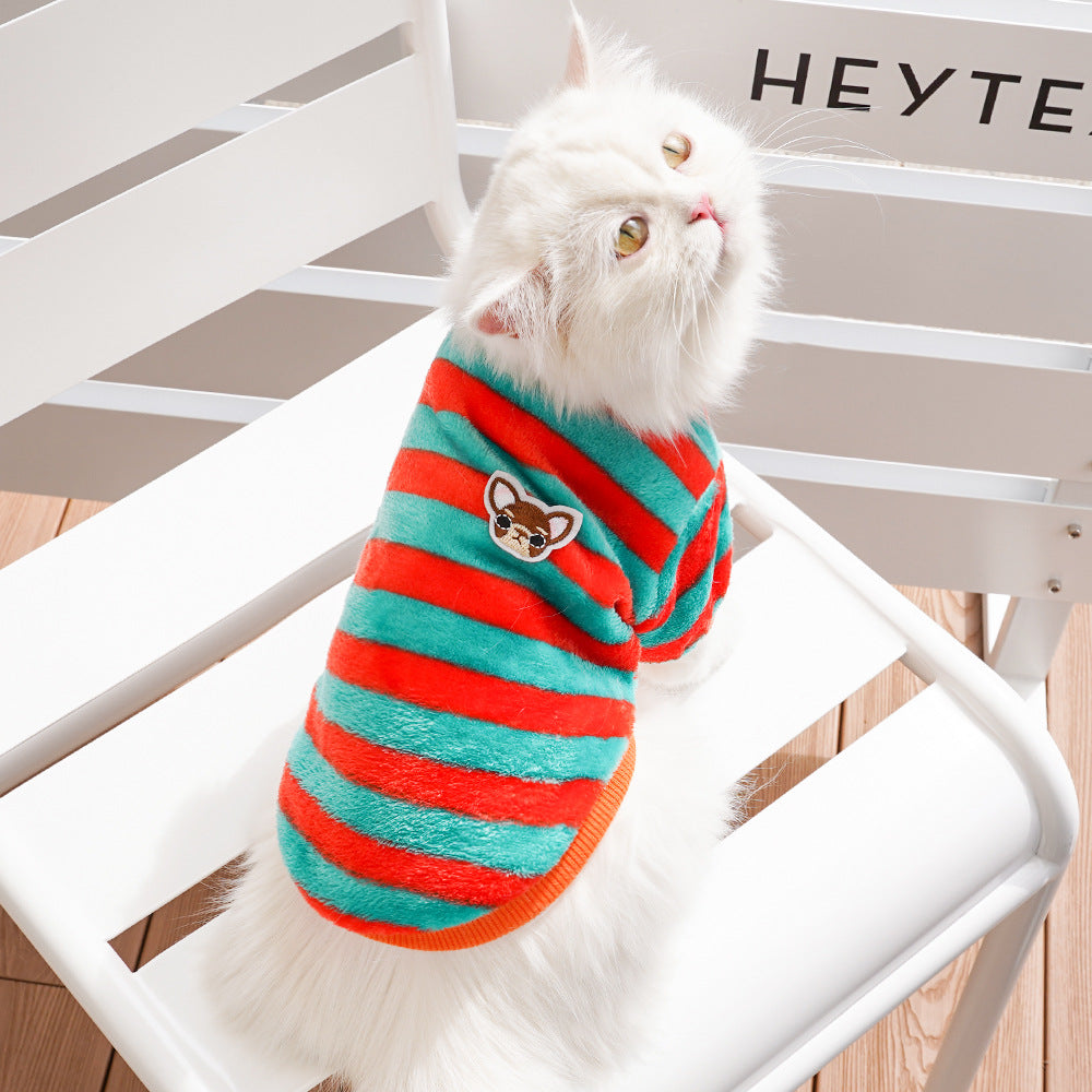 Embroidered Stripes Pet Clothes
